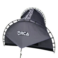 Orca Outdoors Deluxe Double Size Canvas Swag With 70mm Mattress And Awning Poles - Grey -Best Kayak Shop OD SWAG DB GREY 2