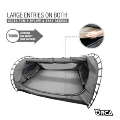 Orca Outdoors Deluxe Double Size Canvas Swag With 70mm Mattress And Awning Poles - Grey -Best Kayak Shop OD SWAG DB GREY 6