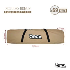 Orca Outdoors Deluxe Double Size Canvas Swag With 70mm Mattress And Awning Poles - Sand -Best Kayak Shop OD SWAG DB SAND 10