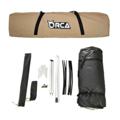 Orca Outdoors Deluxe Double Size Canvas Swag With 70mm Mattress And Awning Poles - Sand -Best Kayak Shop OD SWAG DB SAND 11