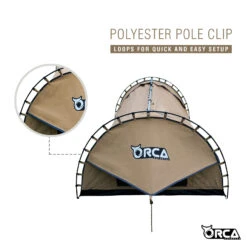 Orca Outdoors Deluxe Double Size Canvas Swag With 70mm Mattress And Awning Poles - Sand -Best Kayak Shop OD SWAG DB SAND 6