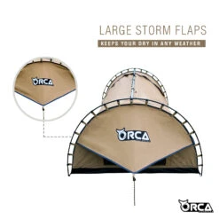 Orca Outdoors Deluxe Double Size Canvas Swag With 70mm Mattress And Awning Poles - Sand -Best Kayak Shop OD SWAG DB SAND 7