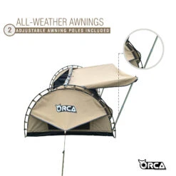 Orca Outdoors Deluxe Double Size Canvas Swag With 70mm Mattress And Awning Poles - Sand -Best Kayak Shop OD SWAG DB SAND 9