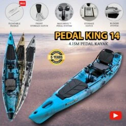 4.15M Pedal King 14 Foot Pedal Kayak Blue Sea [Sydney] -Best Kayak Shop PKS 14 BLUESEA MAXDRIVE 10
